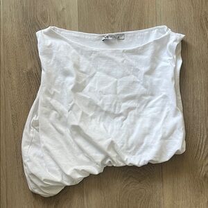 Zara White Women's Boatneck Cotton Top - Unbranded